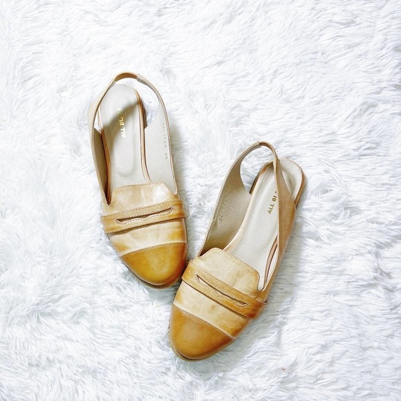 All Black Tan Two Tone Sling Back Flats SZ36 - Picture 3 of 5